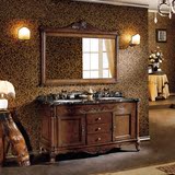 欧式浴室柜组合橡木仿古雕花落地卫浴柜中式橡木洗手盆欧式浴室柜