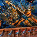 现代城市夜景大型壁画酒吧ktv咖啡厅餐厅墙纸3D立体个性建筑壁纸