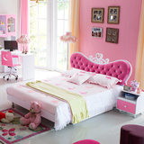 儿童床粉色女孩大童双人儿童套房家具组合1.5米小孩床公主床组合