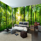 森林大树风景墙纸 3D立体客厅卧室KTV酒店主题壁纸绿树大型壁画