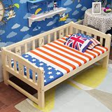 儿童床带护栏床单人床男女小孩实木床宝宝公主床松木拼接床加宽床