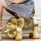 欧式创意招财大象换鞋凳客厅家居树脂工艺品一对象鞋柜装饰品摆件