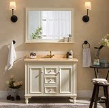 美式橡木浴室柜组合大理石实木简欧柜面盆洗漱台洗手盆落地柜