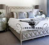 新古典实木香槟金银色软包实木床 法式复古美式后现代家具双人床