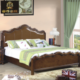 欧式床1.8m全实木双人床现代简约真皮公主床深色乡村美式卧室家具