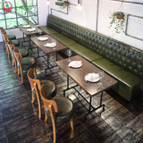 西餐厅卡座沙发 复古工业风咖啡厅沙发桌椅组合 奶茶甜品酒吧定做