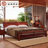 东南亚风格实木床1.8米 高档别墅卧室家具 新中式全胡桃木双人床
