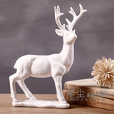 包邮 现代简约陶瓷工艺品创意白色小鹿造型桌面摆件家居装饰品