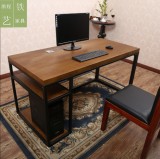 包邮宜家原木书桌卧室宿舍复古实木电脑桌台式家用简约桌子办公桌