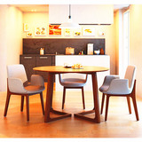 北欧宜家全实木圆小户型家用餐桌餐台现代简约圆桌4人餐桌椅组合