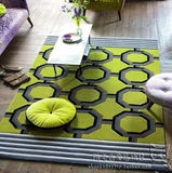 北欧田园绿色几何地毯客厅茶几卧室床边地毯欧式手工腈纶地毯定制