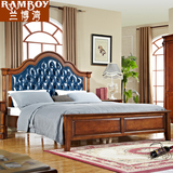 兰博湾卧室家具 欧式实木床 美式真皮床 新古典双人床1.8米婚床类