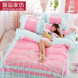 韩版四件套粉色公主风蕾丝花边韩式4件套床上用品床裙单1.5米1.8m