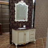 科勒新款双盆欧式浴室镜柜橡木实木落地式卫生间洗漱台脸盆柜组合