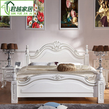 欧式床白色实木床 1.8米橡木床婚床白油床1米5成人双人床高箱大床