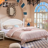 和木居 美式全实木床1.8 1.5米白橡木双人大床简约卧室家具乡村床