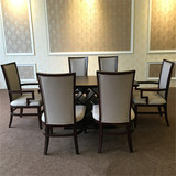 新中式实木餐桌椅子组合 酒店餐厅新款长餐桌餐椅售楼处家具定制