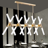 后现代简约长方形吊灯餐厅灯饭厅灯北欧灯金色创意个性时尚灯具