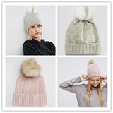 英国正品代购ASOS 女士羊毛混纺针织毛球帽 女生秋冬款保暖折边帽