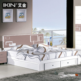 现代简约床 板式床 1.5米1.8米床双人床 收纳储物床 高箱床烤漆床