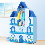 冠达星宝宝衣柜儿童卡通树脂魔片城堡收纳储物柜简易组装防尘布艺