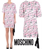 现货Moschino/莫斯奇诺 16春夏 购物袋印花短袖连衣裙 女 现货