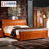 实木床双人床 简约现代家具橡木床 高箱储物床1.5米1.8米橡木床