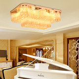 欧式金色长方形水晶吸顶灯创意豪华大气客厅吊灯led变色遥控掉灯