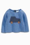 【代购】英國Next童裝 16秋冬新款男宝蓝色小汽车图案长袖套衫