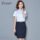 2016夏季职业套装女装商务短袖修身工作服衬衫韩版时尚显瘦两件套