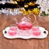玻璃茶具套装透明加热泡功夫茶红茶杯整套花草具水果茶壶陶瓷茶盘
