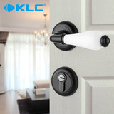 德国KLC黑色室内卧室门锁分体陶瓷房门锁美式风格门锁三件套装