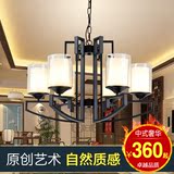 新中式吊灯 复式铁艺灯具仿古大气酒店餐厅客厅吊灯现代玻璃灯具