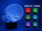外贸橄榄球帽3D创意小夜灯七彩色 现代简约USB供电led绿色照明灯