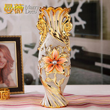 景德镇陶瓷欧式小花瓶镀金家居结婚客厅装饰小花插富贵竹花艺摆件