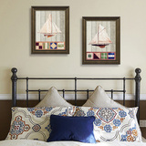 卧室装饰画美式 帆船有框画 现代挂画 简欧壁画 床头墙画温馨宜家