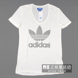 Adidas/三叶草 女款经典LOGO 长款时尚短袖T恤G86213 G86215 特价