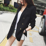 【SASA小姐】2016韩版黑色西装外套女修身显瘦中长款时尚小西装潮