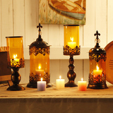 欧式烛台摆件复古奢华浪漫烛光晚餐道具西餐蜡烛台玻璃罩烛台透明