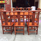 红木餐桌缅甸花梨大果紫檀长方形新款官帽椅实木方形餐桌榫卯结果