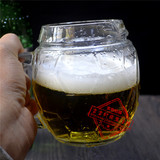 意大利Borgonovo进口玻璃啤酒杯家用创意带盖带把加厚异形大肚杯