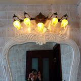 欧式美式乡村田园卫生间浴室梳妆台镜柜灯复古卧室LED铁艺镜前灯