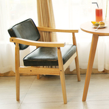 北欧实木餐椅 复古软包咖啡厅椅子 简约布艺沙发椅酒店西餐厅椅子