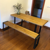 loft铁艺餐桌椅组合复古实木长方形书桌咖啡桌美式原木办公会议桌