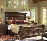 欧式 美式新古典家具定制 实木床 双人床 复古原木高端皇帝床