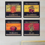 蕃茄豆角胡萝卜装饰画有框画餐厅厨房餐馆壁画挂画推荐复古经典欧