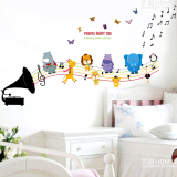 音符欧式动物墙贴卧室儿童房床头贴纸幼儿园教室布置墙壁贴画装饰