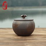 东篱大号粗陶茶叶罐茶叶包装陶罐日式陶瓷密封罐普洱紫砂茶叶罐