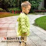 韩国高端品牌原单男童女童超薄燕尾连帽外套皮肤衣防晒衣