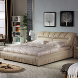 小户型皮床现代简约真皮床1.5m1.8米双人床婚床卧室家具工厂直销